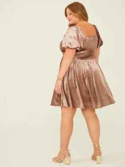 Aubrey Velvet Corset Dress -ChicAura Store 003041 PLD46118 018 BROWN 03