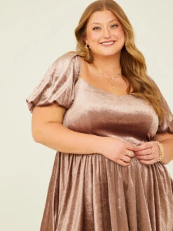 Aubrey Velvet Corset Dress -ChicAura Store 003041 PLD46118 018 BROWN 04