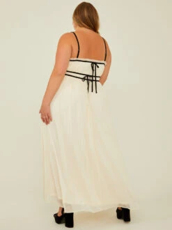 Everleigh Shimmer Maxi Dress -ChicAura Store 003041 PLD46524 018 CREAM BLACK 03