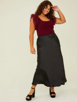 Isabella Satin Midi Skirt