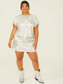 Ariana Sequin Skirt -ChicAura Store 004015 LE4659PLAR SILVER 00