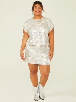 Ariana Sequin Skirt -ChicAura Store 004015 LE4659PLAR SILVER 02