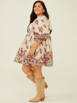 Rae Floral Dress -ChicAura Store 004021 JD2443 24AR BEIGE MULTI 02