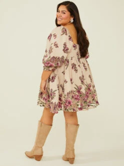 Rae Floral Dress -ChicAura Store 004021 JD2443 24AR BEIGE MULTI 03