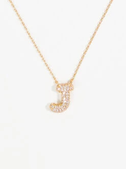Crystal Bubble Monogram Necklace - J
