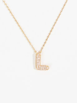 Crystal Bubble Monogram Necklace - L