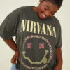 Nirvana Floral Smiley Oversized Tee