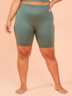 Seamless Ribbed Biker Shorts -ChicAura Store 004173 DY140 DARK FOREST 02