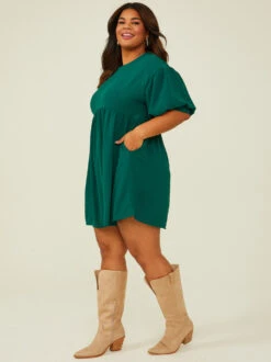 Leah Dress -ChicAura Store 004194 WD60348PL HUNTER GREEN 02