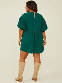 Leah Dress -ChicAura Store 004194 WD60348PL HUNTER GREEN 03