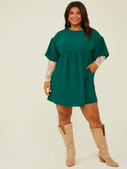 Leah Dress -ChicAura Store 004194 WD60348PL HUNTER GREEN 04